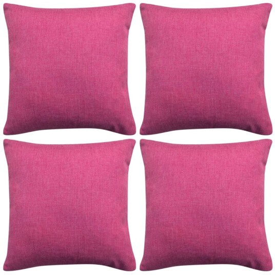 vidaXL Putetrekk 4 stk Lin-aktig Rosa 80x80 cm