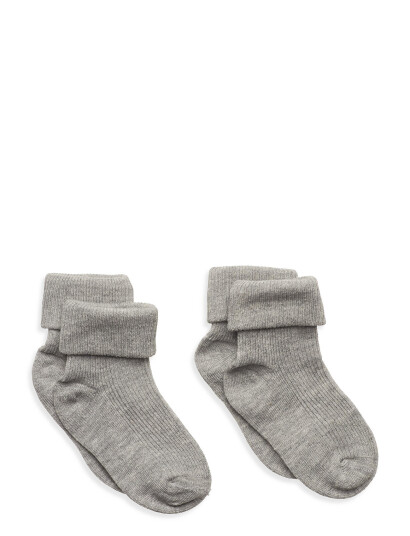 Minymo Baby Rib Sock W. Fold (2-Pack) Grey 19-22