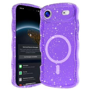 iPhone Air Wave Edge Laser Glitter MagSafe deksel gjennomsiktig lilla