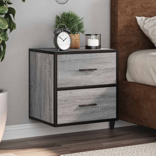  Veggmonterte nattbord 2 stk grå sonoma 40x31x39,5 cm 8721102837906