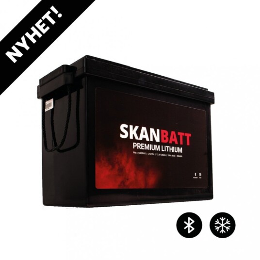 SKANBATT Premium Lithium   12V 280Ah 200A BMS   384x204x268mm   Bluetooth   Heat   8 Års garanti