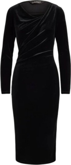 Lauren Ralph Lauren Long Sleeve Velvet Dress BLACK VELVET 36