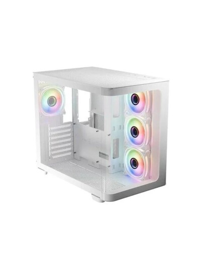 LC Power 8001W Pro-Storm Mid Tower Gaming Kabinett med ARGB Vifter Hvit LC Power 8001W Pro-Storm Mid Tower Gaming Kabinett med ARGB Vifter Hvit