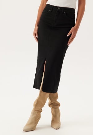 ONLY Onlsiri Front Slit Skirt Dnm Black Denim M