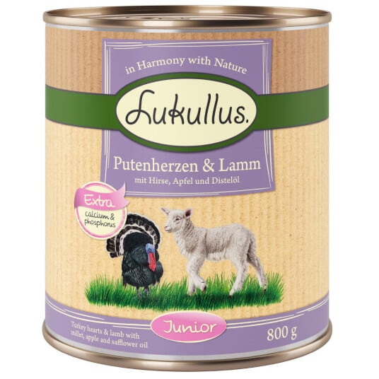 Lukullus Økonomipakke Junior 24 X 800 G Kalkunhjerte & Lam