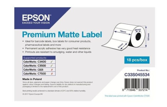 Epson Premium Matte Label Die-Cut 76x51mm