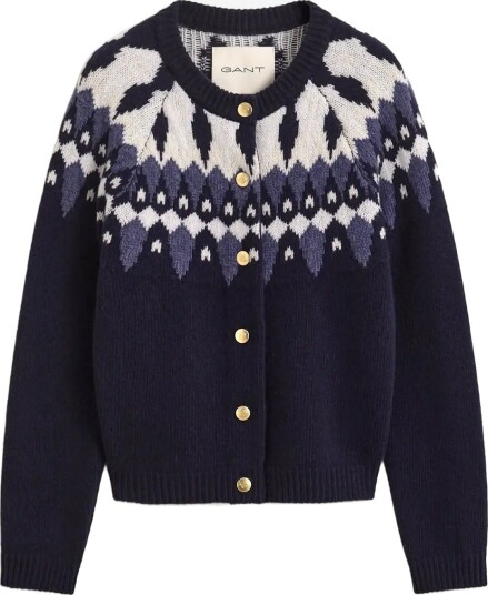 Gant Fairisle C Neck Cardigan EVENING BLUE S Gant Fairisle C Neck Cardigan EVENING BLUE S