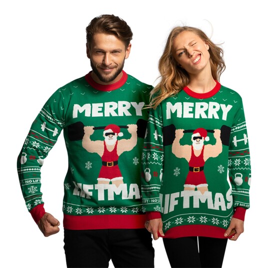 Silly Santa Merry Liftmas Julegenser - Large
