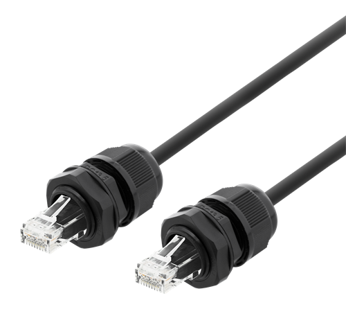 Deltaco S/FTP Cat6a Nettverkskabel 5m med IP68 Svart Deltaco S/FTP Cat6a Nettverkskabel 5m med IP68 Svart