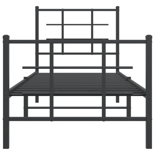  Sengeramme i metall med hode- og fotgavl svart 75x190 cm 8721012303683