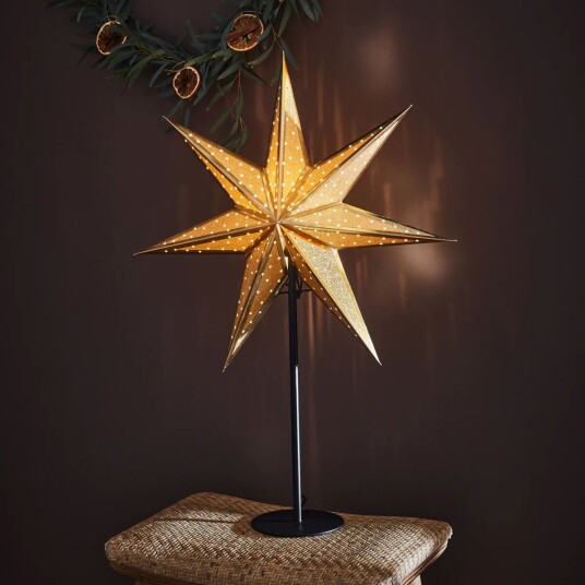 Markslöjd Marksløjd Glitter papirstjerne på fot 45 cm - Gull/Svart 1711674-01-0 1711676-03-0