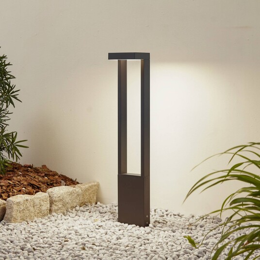 Lindby LED-gangbelysning Lonete, mørkegrå, IP65, høyde 65 cm