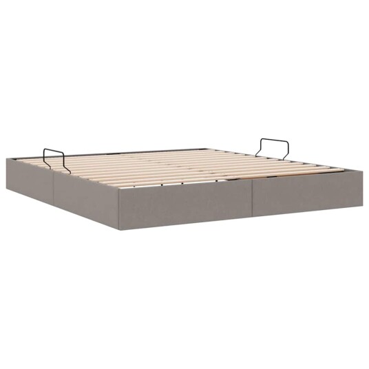 Seng med Oppbevaring med madrass Gråbrun 180 x 200 cm stoff