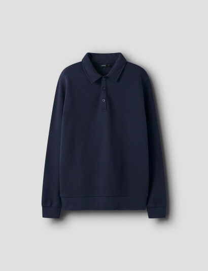 LMTD Nlnnizu Ls Bru Polo Sweat Navy 146 152 LMTD Nlnnizu Ls Bru Polo Sweat Navy 146 152
