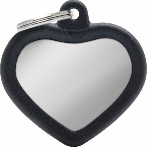 Myfamily Hushtag Hjerte Id Tag-Aluminium Med Plast Kant Sølv