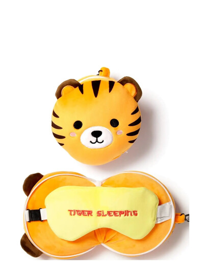 Puckator Relaxeazzz Panda Plush Travel Pillow & Eye Mask - Orange - ONE SIZE