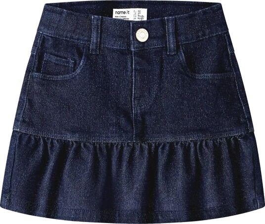 name it Nkfliv Dnm Glitter Skirt 1208-Lu - Navy - 140