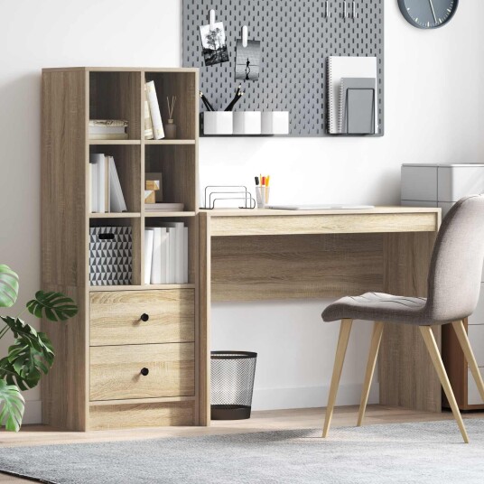  Skrivebord med lagring 2 pcs Sonoma eik 100 x 40 x 76 cm