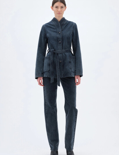 REMAIN Birger Christensen Belted Denim Jacket Blue 44 REMAIN Birger Christensen Belted Denim Jacket Blue 44
