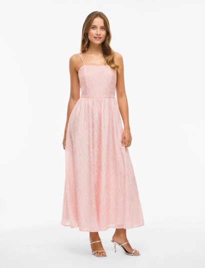 Vila Viroja S/L Midi Dress Pink 38 Vila Viroja S/L Midi Dress Pink 38