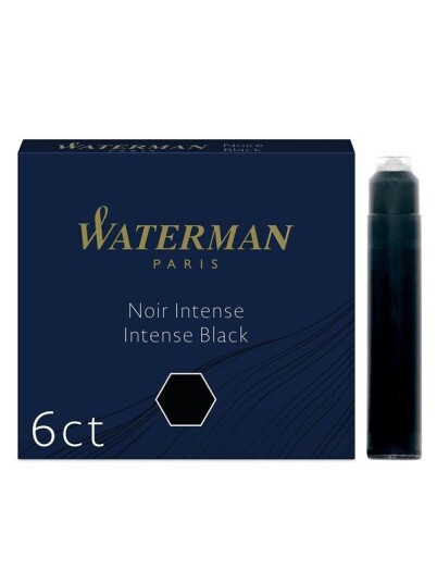 Waterman Fountain Pen Refill Ink Cartridges Standard International Short Intense Svart 6 Count Waterman Fountain Pen Refill Ink Cartridges Standard International Short Intense Svart 6 Count