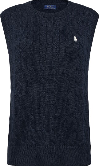 Polo Ralph Lauren Cable Knit Cotton Sweater Vest HUNTER NAVY W/ C8 S