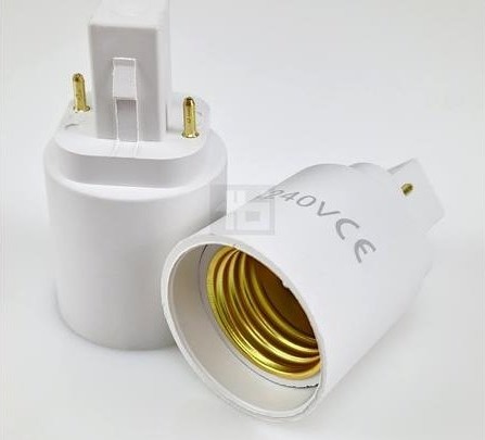 Sokkel G24d Til E27 2 Pins. G24d Fatning. Hvid Plastik