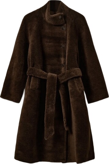 Sofie Schnoor Margitsw Wool Fur Coat   DARK BROWN   38