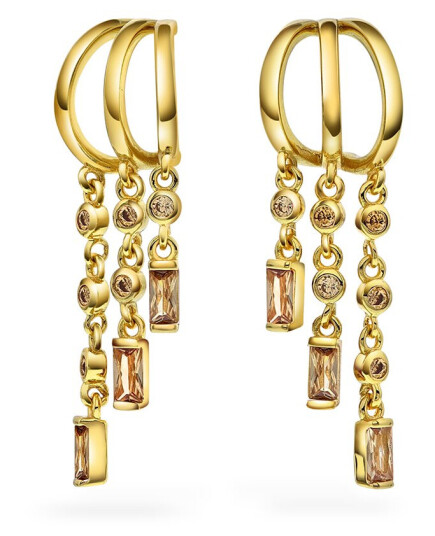 Pan Jewelry Rio Radiance øredobber i forgylt 925 sølv med champagne zirkonia