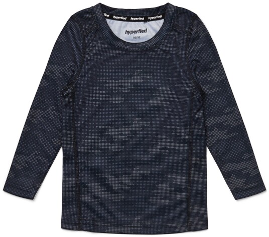 Hyperfied Long Sleeve Logo T-Shirt Grey Camo 146-152