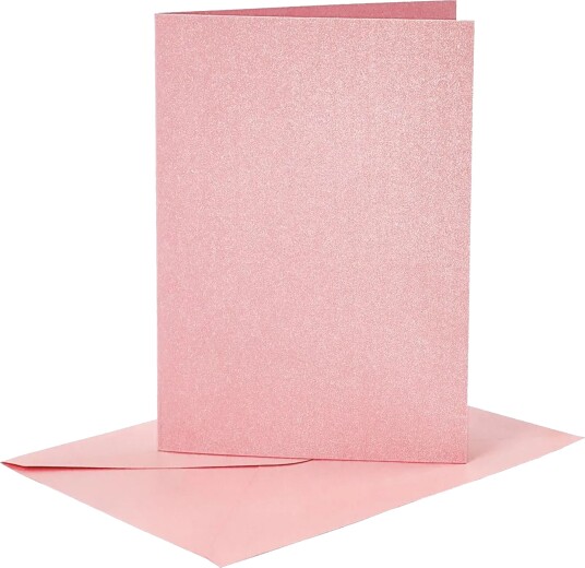 Cc Hobby Kort med Konvolutt Rosa Glitrende 4-pakning 23036