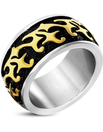 Tøff Ring i Kirurgisk Stål med Tribalmønster   Strl 54 x 17,20 mm