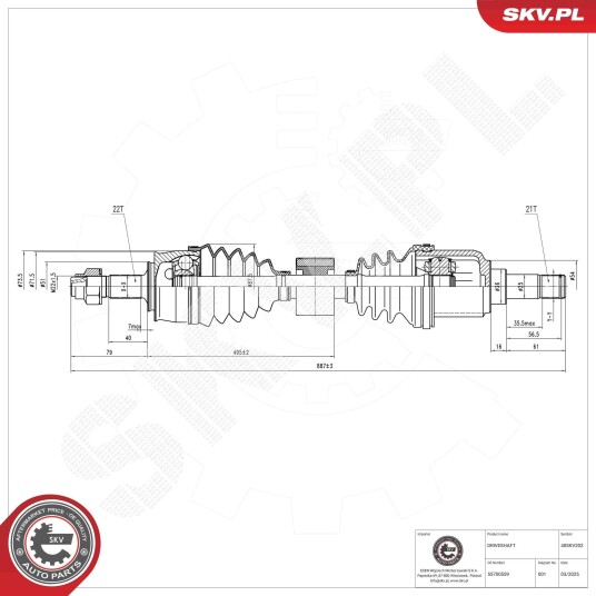 Esen Skv Drivaksel ESEN SKV 40SKV202 Esen Skv Drivaksel ESEN SKV 40SKV202