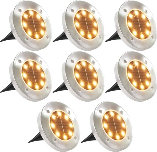 Soldrevet bakkelys 8 stk LED-lys - varm hvit