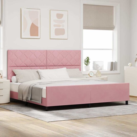 Senge ramme Rosa 200x200 cm Fløyel