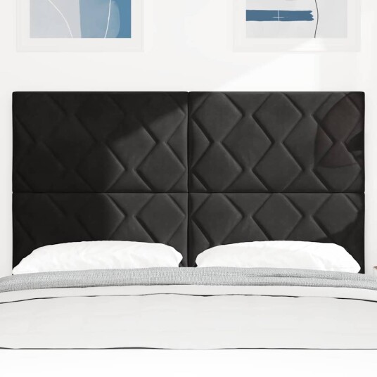 Svart Diamantdott Design Sengegavl 140 cm Fløyel