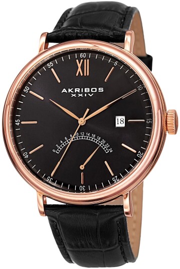 Akribos XXIV Herreklokke AK845RGBK Retrograde Sort/Lær Ø46 mm