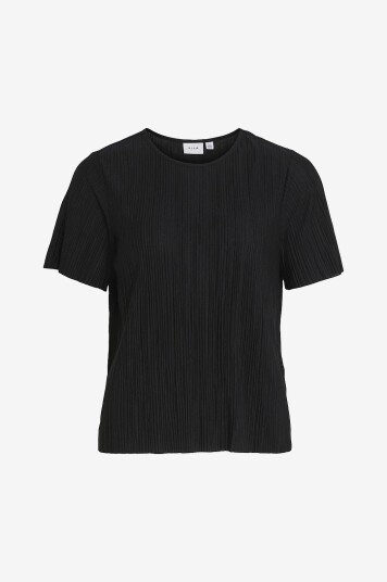 Vila - Topp viPlisa O-neck S/S Top - Noos - Svart