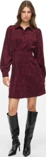 Vila Cordu Long Sleeve Shirt Dress Burgunder 38 Vila Cordu Long Sleeve Shirt Dress Burgunder 38