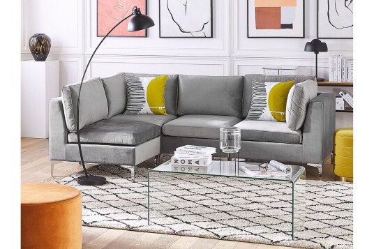 Evja 4 seters Hjørnesofa Høyre Fløyel/Grå Evja 4 seters Hjørnesofa Høyre Fløyel/Grå