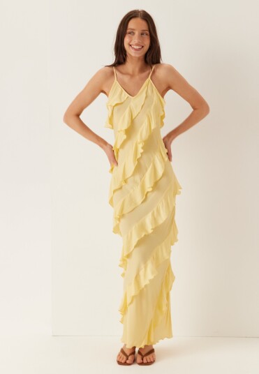 Vero Moda Vmicelyn Sl Ruffle Maxi Dress