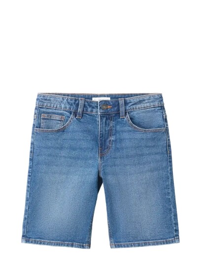 Mango Straight Fit Denim Bermuda Shorts Blue 13 14
