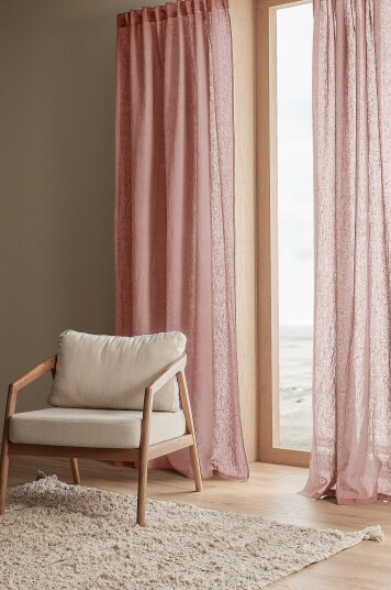 Ellos Home Gardin med multibånd Malva 2 pk i 100% lin Rosa
