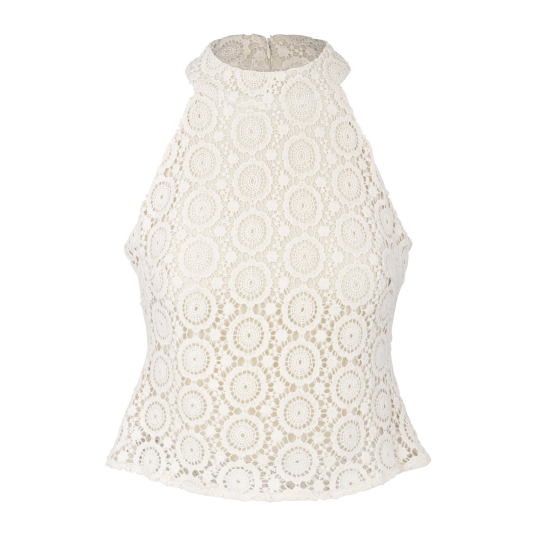 Bloom Top Cream XL Crochet halter-neck