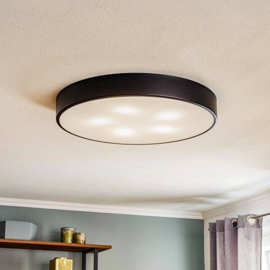 TEMAR LIGHTING Cleo 600 taklampe svart sensor IP20 Ø 60 cm metall