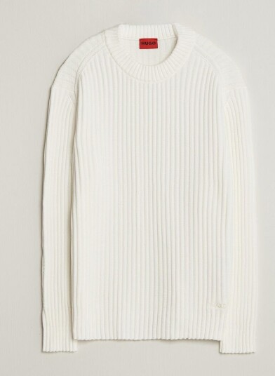HUGO Sribban Cotton Knitted Sweater Natural