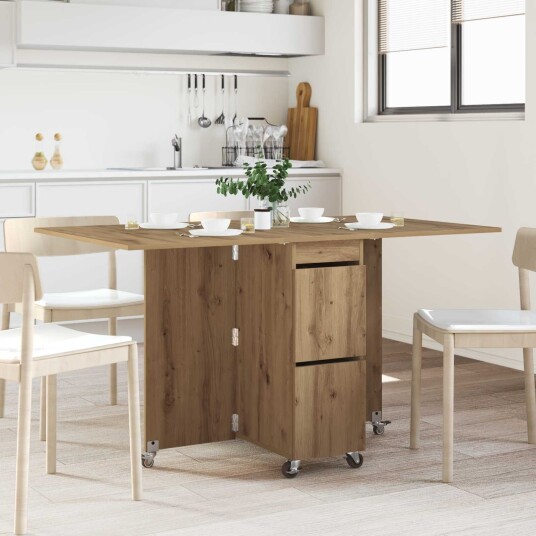 vidaXL Spisebord 140 x 80 x 77 cm Konstruert tre Artisan eik