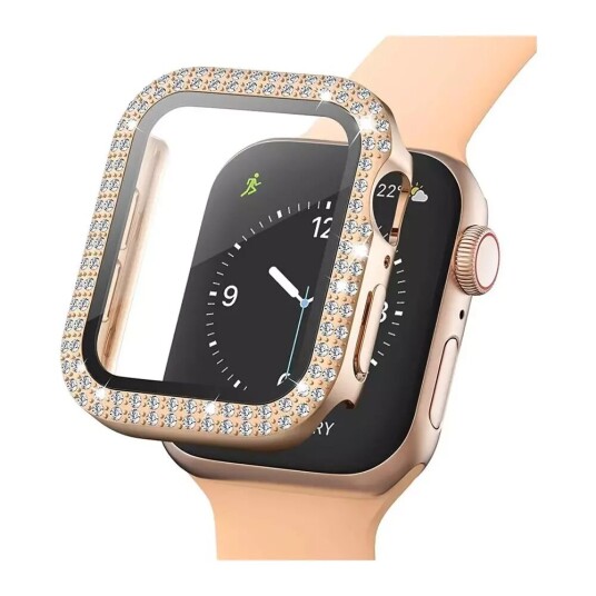 INCOVER Apple Watch SE/6/5/4 (40mm) Deksel i Hardplast Med Innebygd Skjermbeskytter - Rose Gold & Rhinsten