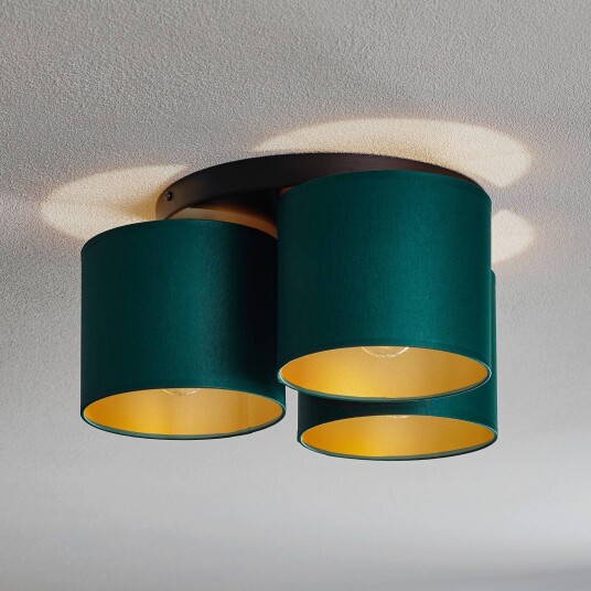 Luminex Taklampe Soho sylindrisk rund 3fl grønn/gull