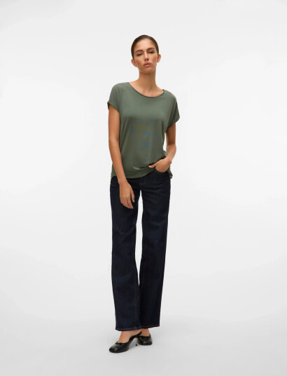 Vero Moda Vmava Plain Ss Top Ga Jrs Noos - Khaki green - XXL